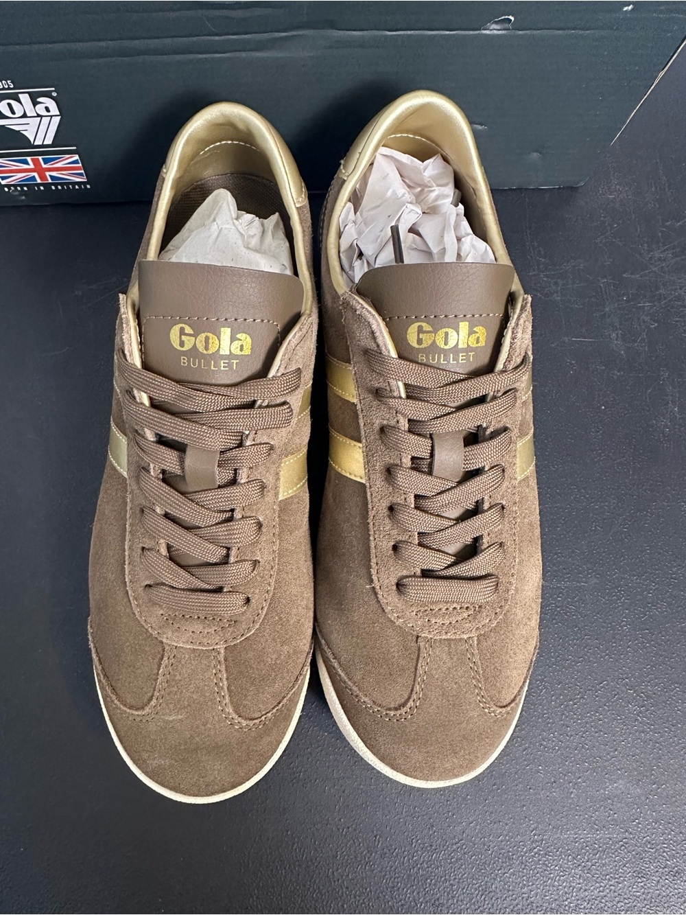 Gola Women's Bullet Pearl Trainer Sneakers - Otter/Gold - US Size 8 - Picture 2 of 13